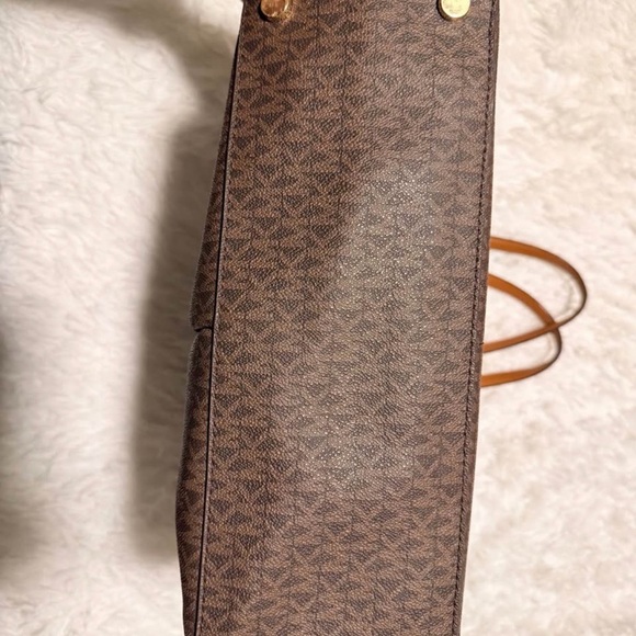 Michael Kors Brown MK Monogram Tote with Tan Straps - Picture 4 of 4